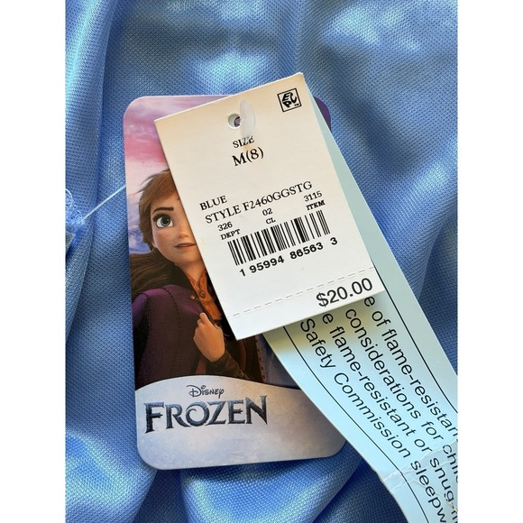 Disney Frozen Blue Mesh Metallic Snowflake Overlay Nightgown Youth Medium 8 NEW - Picture 10 of 13